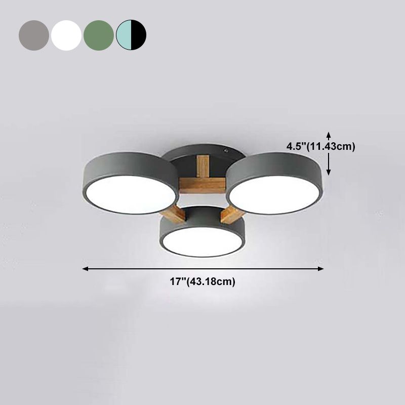Nordic Round Ceiling Light Colorful Multi Light Flush Mount Light for Bedroom