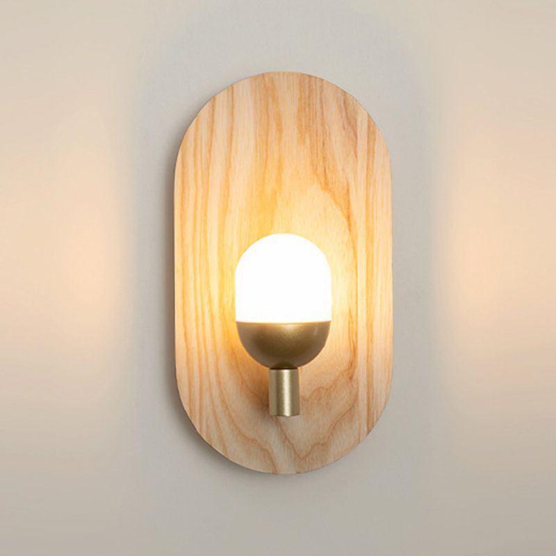 Single Contemporary Beige Metallic Shaded Wooden Wall Mounted for Foyer