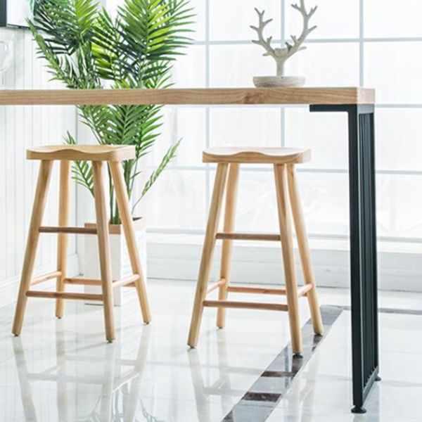 Glam Style Rectangle Bar Table Pine Solid Wood Bar Dining Table with Storage