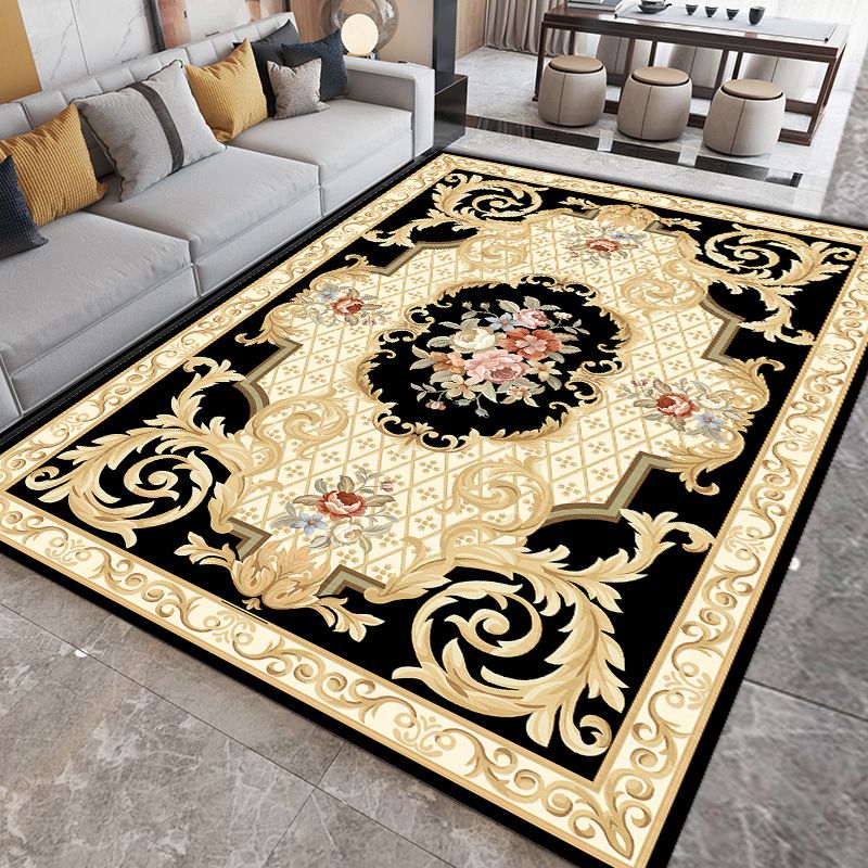 Wine Red Modern Rug Polyester Graphic Indoor Rug Stain Resistant Rug for Living Room