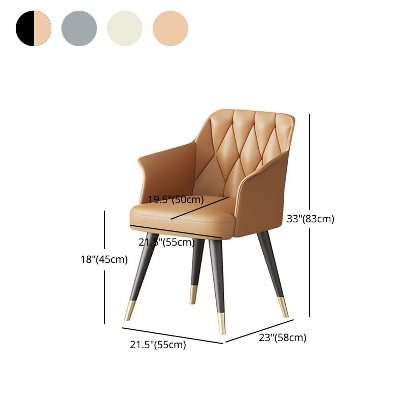 Glam Metal Dining Arm Chair Upholstered Side Chair for Home Use