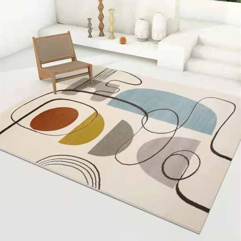 Nordic Color Block Rug Polyester Area Carpet Non-Slip Backing Indoor Carpet for Living Room
