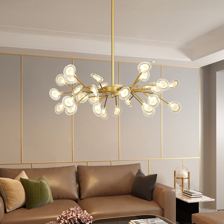 Candelera de lámpara de lámpara colgante posmoderna enchufefirlies lámpara de techo de vidrio para sala de estar