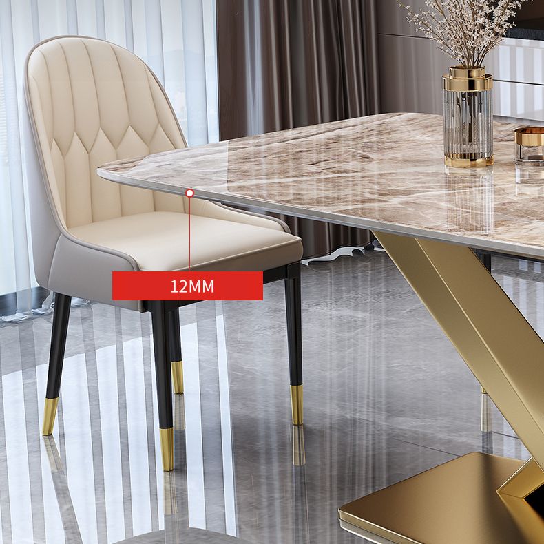 Modern Gray Kitchen Dining Set Sintered Stone Rectangle Shape Dining Set with Pedestal