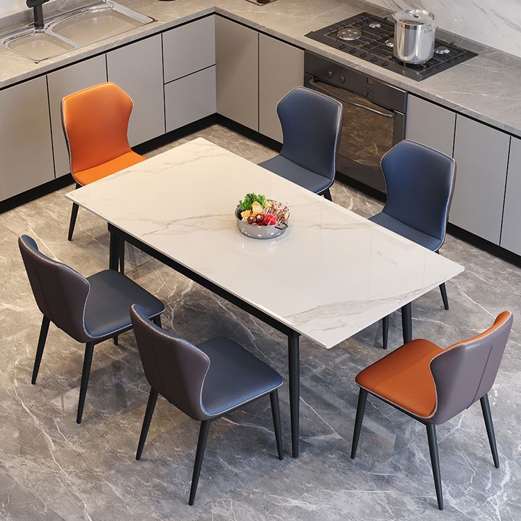 Modern 1/4/5/7 Pieces Dinette Set with White Sintered Stone Scalable Dining Table Set