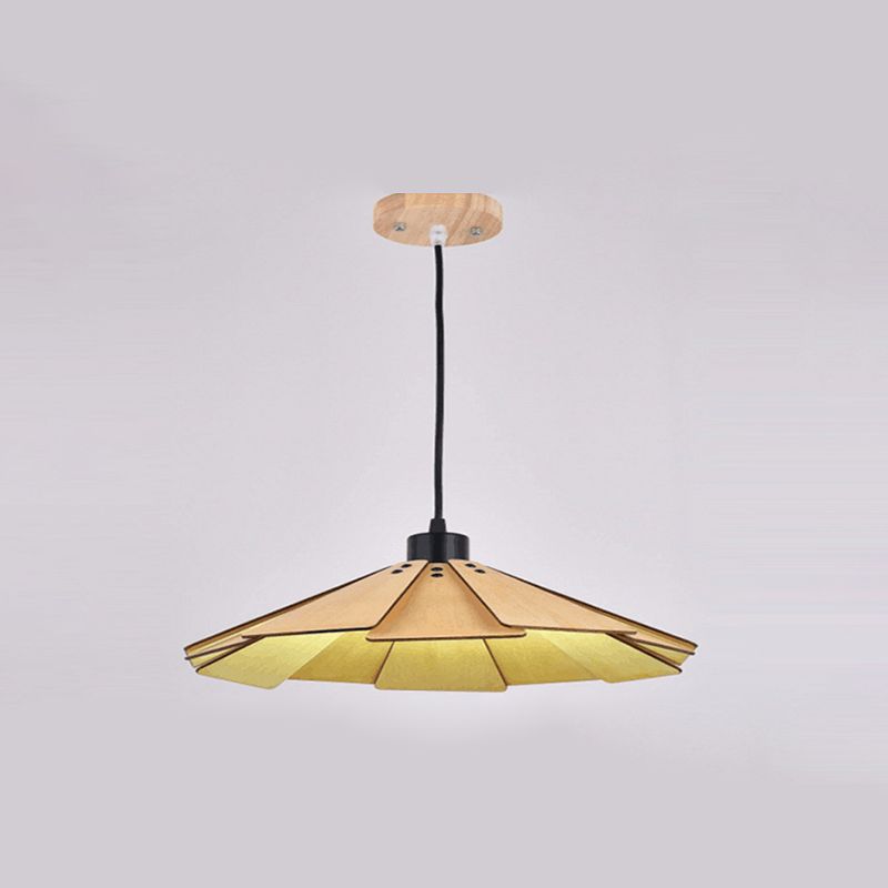 Modern Style Cone Shape Hanging Light Wood 1 Light Hanging Lamp for Bedroom