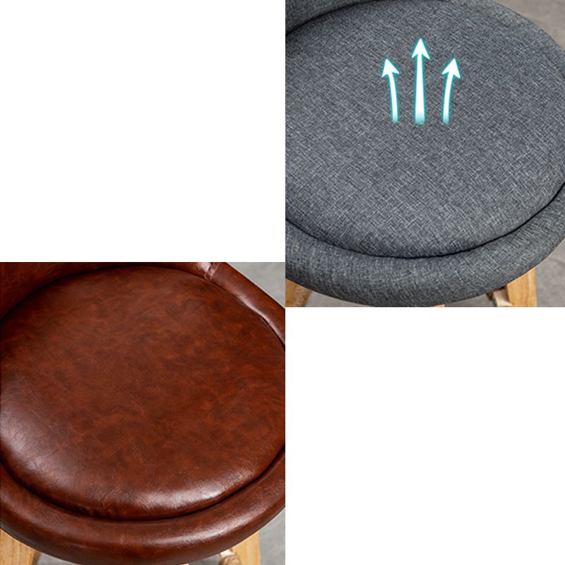 Natural Wood Upholstered Counter Stools Scandinavian Low Back Bar Stools