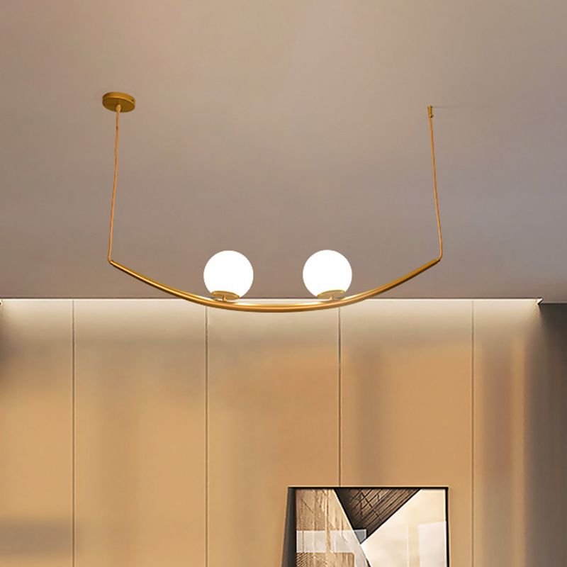 2/3 luci da pranzo sala da pranzo lampada lampada dispositivo modernismo oro finitura a sospensione del soffitto con sfera di vetro latte in vetro