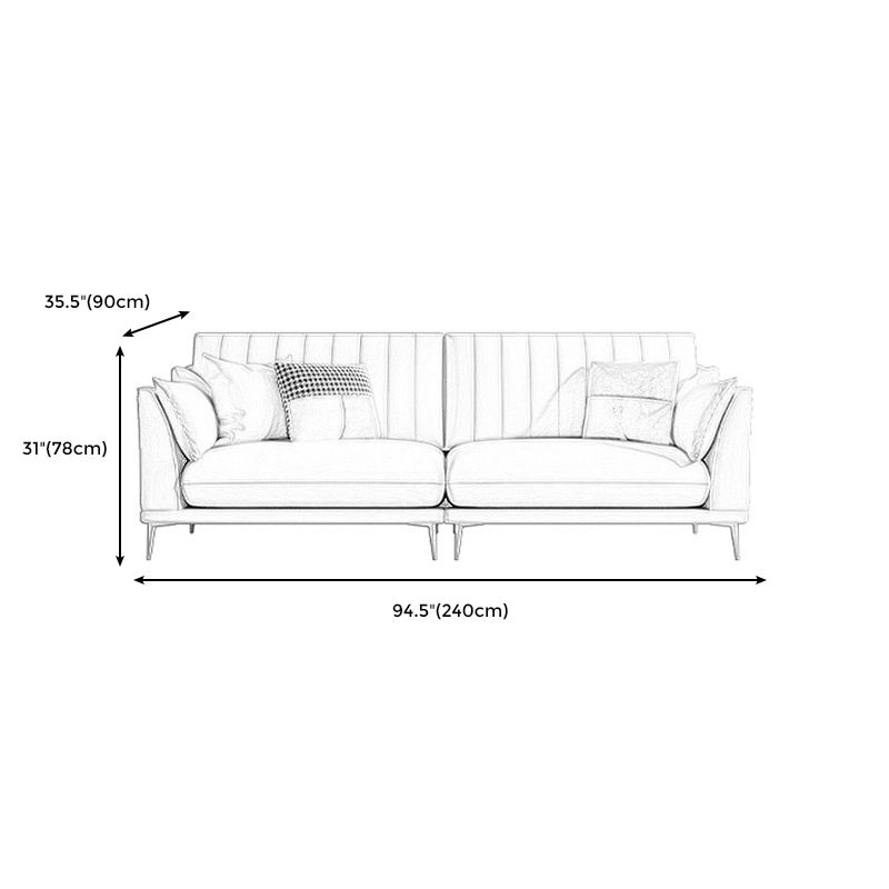 Stationary White Stain Resistant Living Room Pillow Top Arm Standard Settee