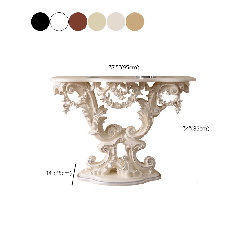 French Country Console Table Brown/Black/White/Gold Wooden Console Sofa Table