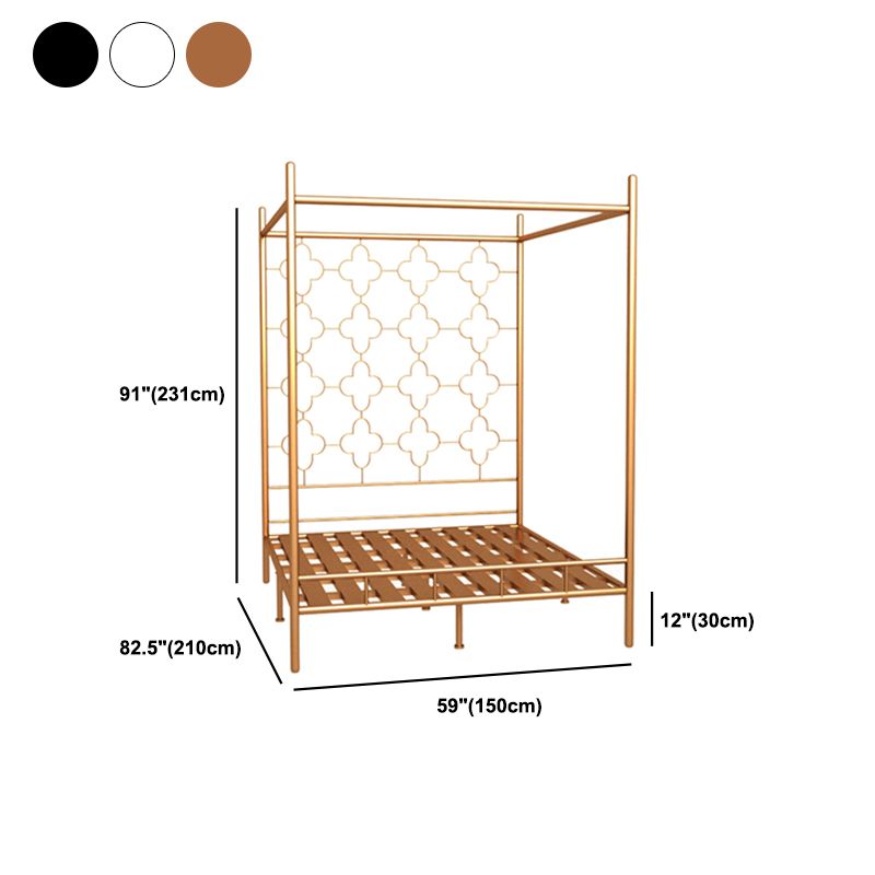 Metal Bed Frame Glam Canopy Bed With Headboard and Footboard