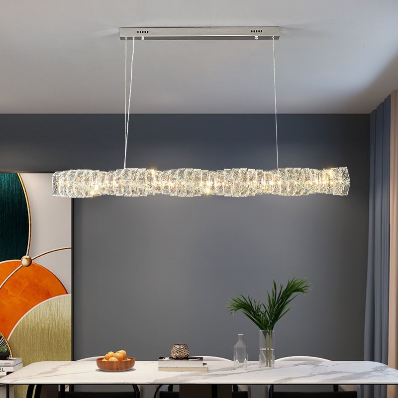 Single Modernism Chrome/Golden Ceiling Light LED Crystal Kitchen Island Lighting for Foyer