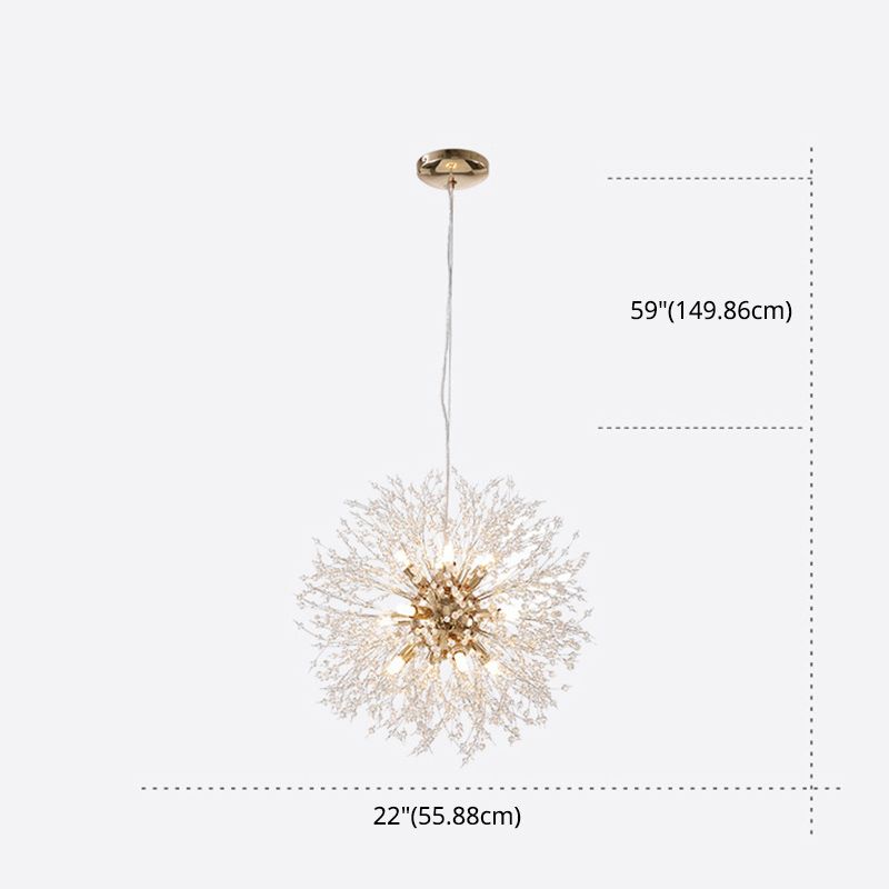 Contemporary Simplicity Style Dandelion Chandelier with Crystal Beads Shade Home Decorative Lighting Fixture for Dining Room