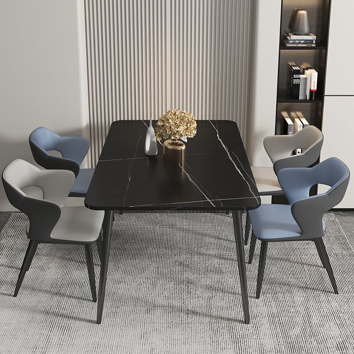 Modern Leather Dining Arm Chair Upholstered Open Back Armchair with Metal Legs