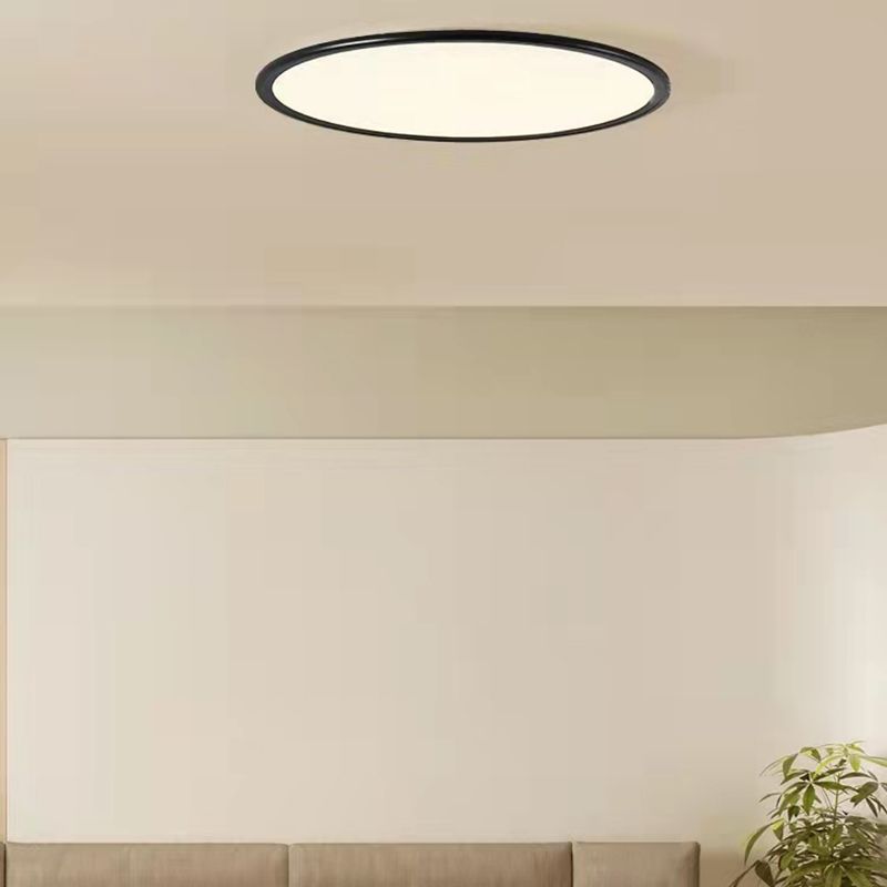 Modern Style Round Ceiling Fixture Metal 1 Light Ceiling Mounted Light in Black