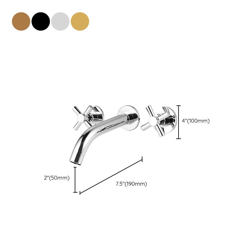 Modern Cross Handle Faucet Solid Color Wall Mounted Bathroom Faucet