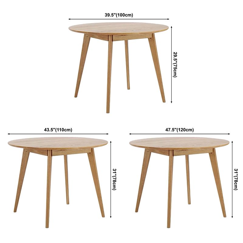 Solid Wood Tripod Base Dining Table Simplicity Style Round Dinette Table