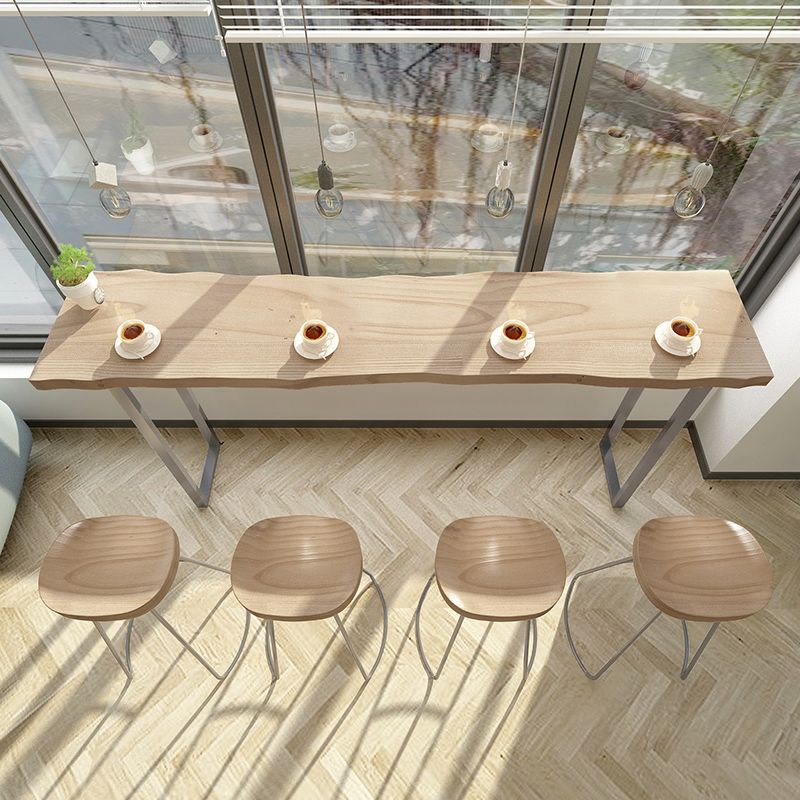 Modern Rectangle Solid Wood Bar Table Set 1/5 Pieces Counter Table with Backless Stools