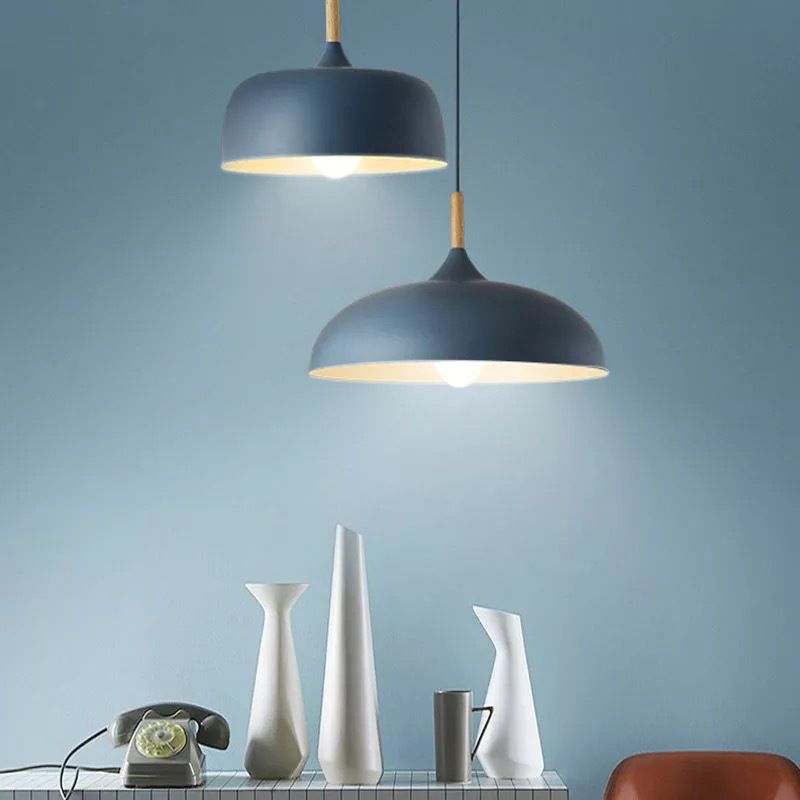 Geometry Dining Room Ceiling Lamp Metal 1 Bulb Contemporary Pendant Light Kit with Wood Cork