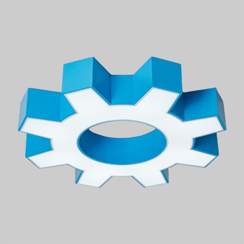 Hollow-Out Gear Acrylic Flush Mount Lamp Modernism Red/Yellow/Green LED Ceiling Light Fixture