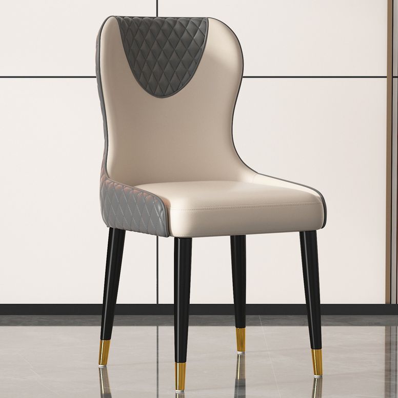 Modern Style Leather Chair Armless Parsons Chair with Wooden Legs for Kitchen