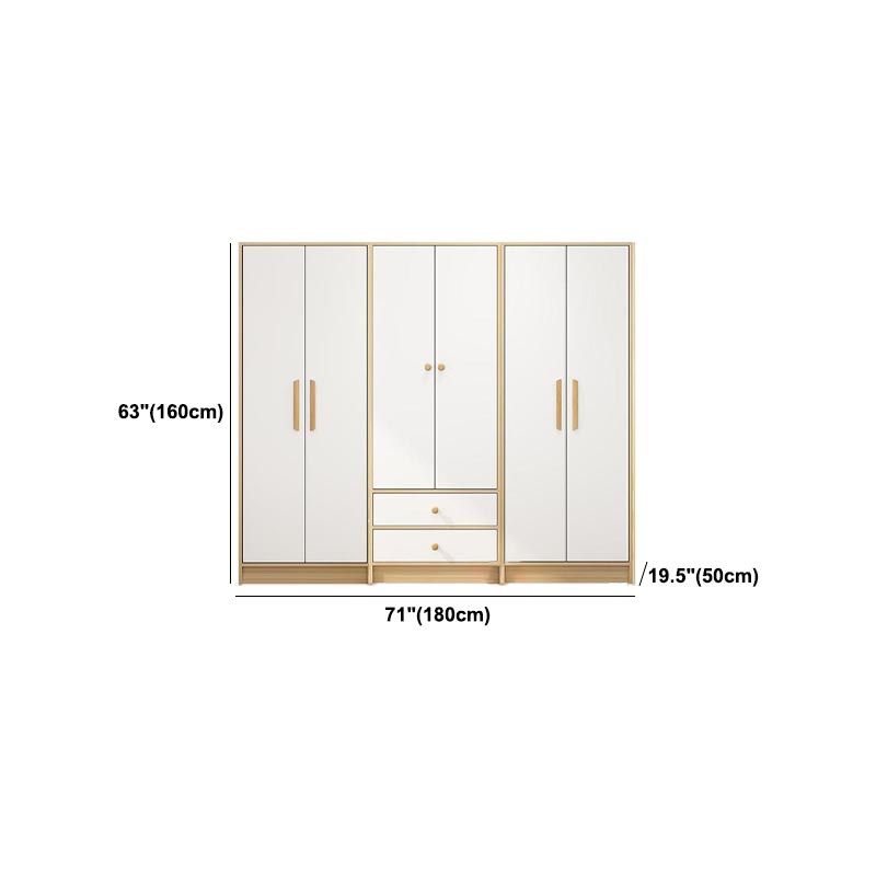 Modern Wooden Wardrobe White Colour Cloth Rod Included Wardrobe Closet for Home