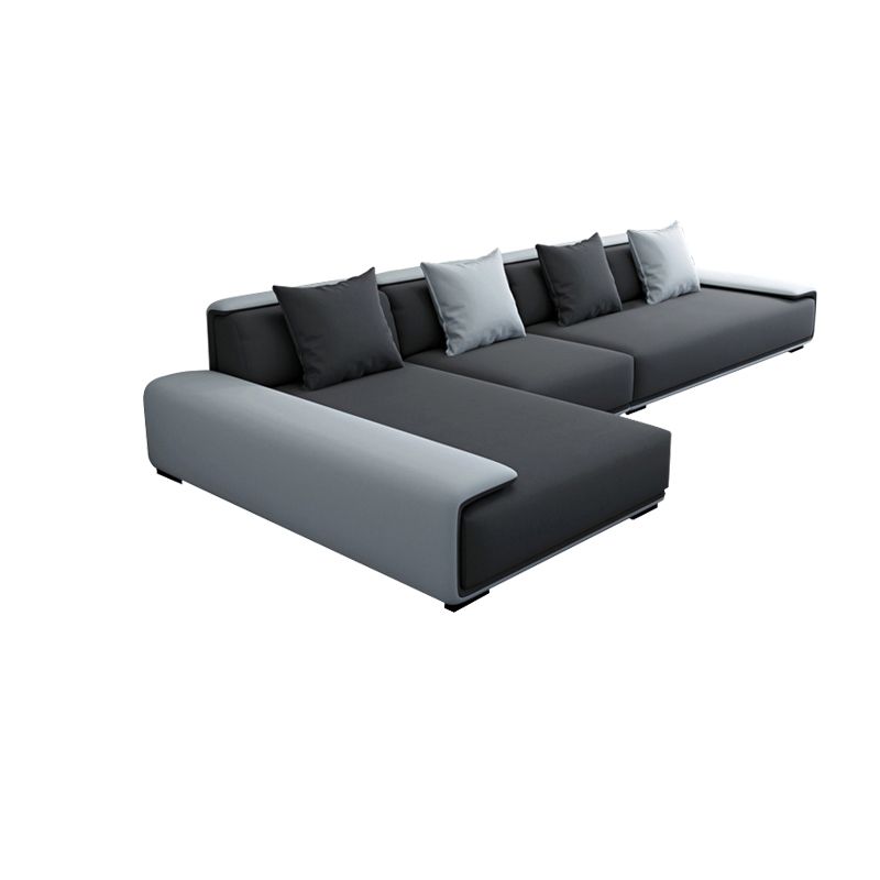 Dark Grey Modular Sectional with Square and Pillow Back Cushion