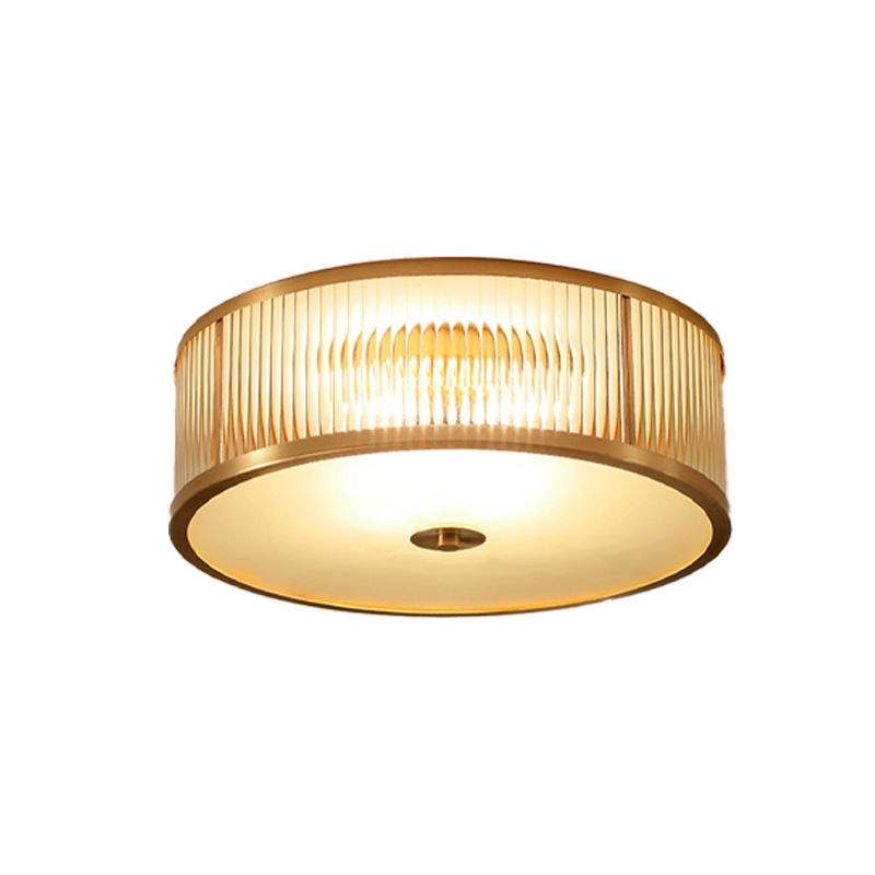 American Style Ceiling Light Cylinder Shape Ceiling Lamp with Glass Shade for Bedroom