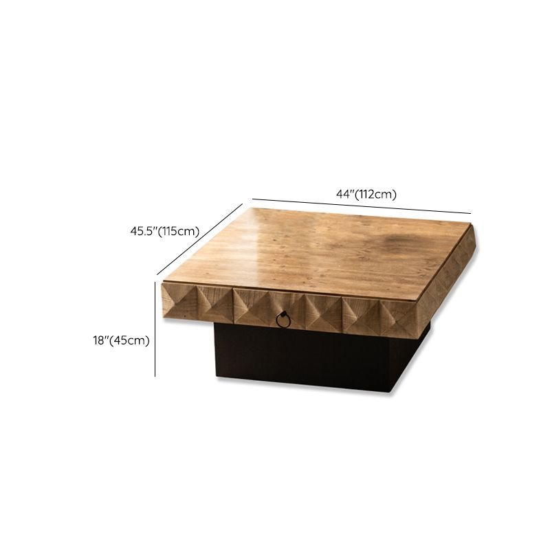17"H Contemporary Coffee Table Solid Wood Pedestal Coffee Cocktail Table