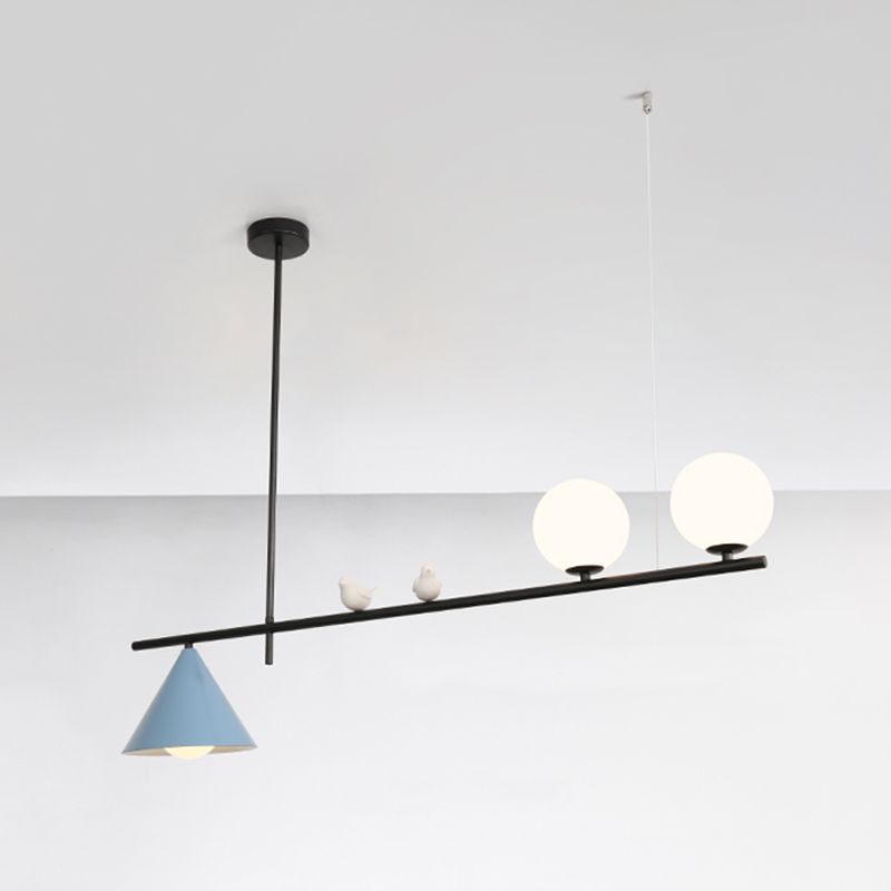 Luces colgantes de globo iluminación de isla de cocina de vidrio contemporánea