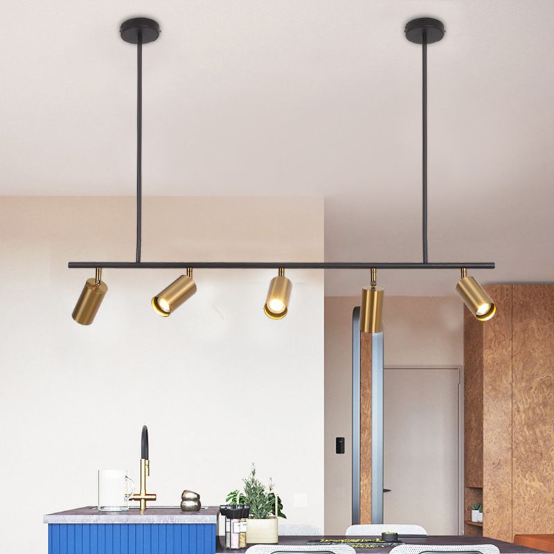 Gold Cylinders Island Lighting Fixture Minimalist Style Metal Island Pendant Light