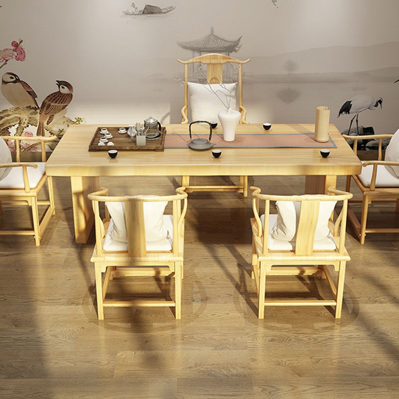 Glam Wooden Dining Table Rectangle Table with Wood Legs for Kitchen