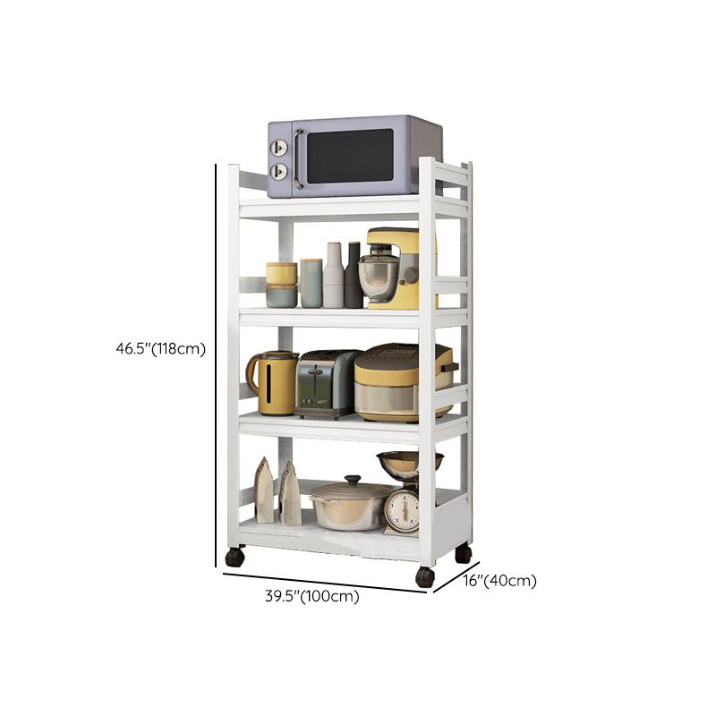 Modern Metal Kitchen Island Table Open Storage Prep Table in White