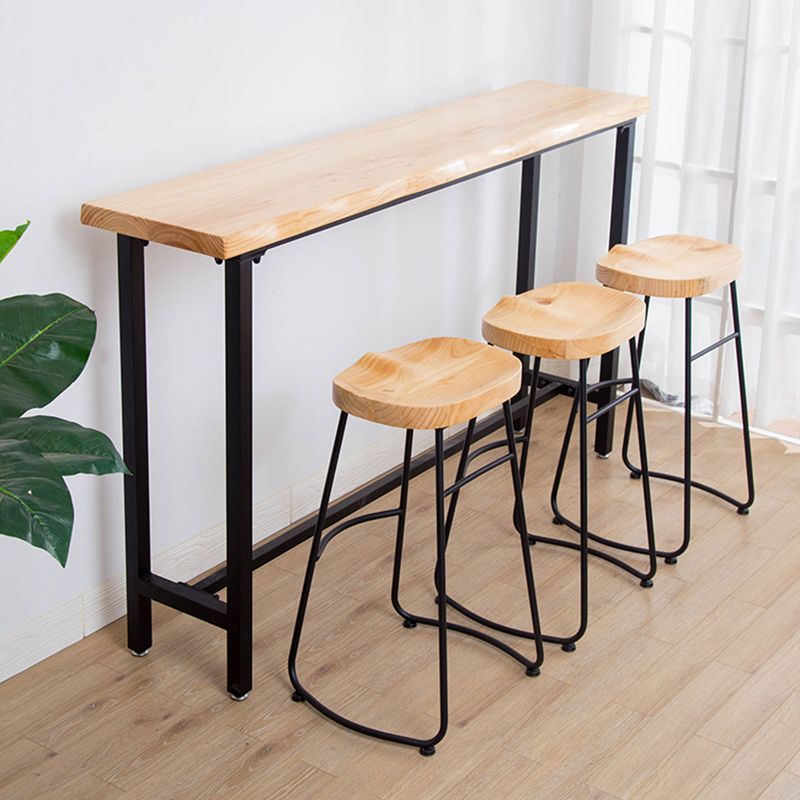 Solid Wood Bar Table Set Full Natural and Black 1/2/4 Pieces Pub Dining Set