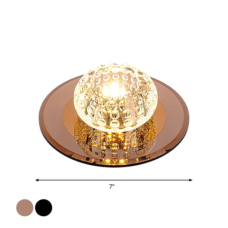 Round Crystal Flush Mount Lighting Simplicity LED Close to Ceiling Lamp for Foyer