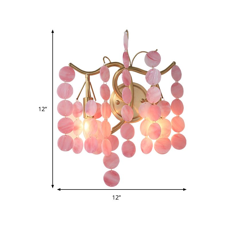 Modernism Branch Wall Light Fixture Metal 2-Head Bedroom Sconce Lighting in Brass with White/Pink/Blue Crystal Deco