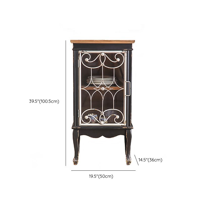 Traditional Pine Curio Cabinet Glass Doors Display Stand with Doors