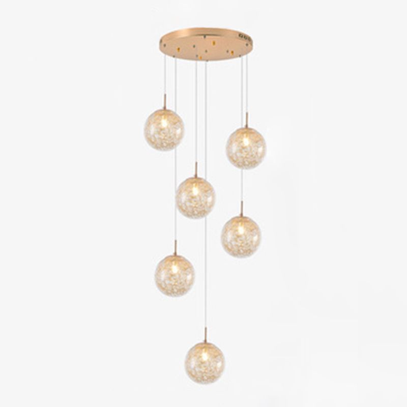 Globe Multi Light Pendant Mid-Century Modern Creativity Glass Hanging Pendant Lights for Duplex Stairs