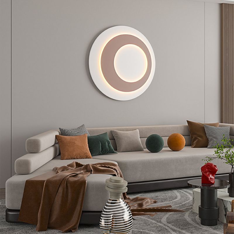 Round LED Wall Lamp 1-Light Modern Wall Mount Lamp with Acrylic Shade for Bedroom