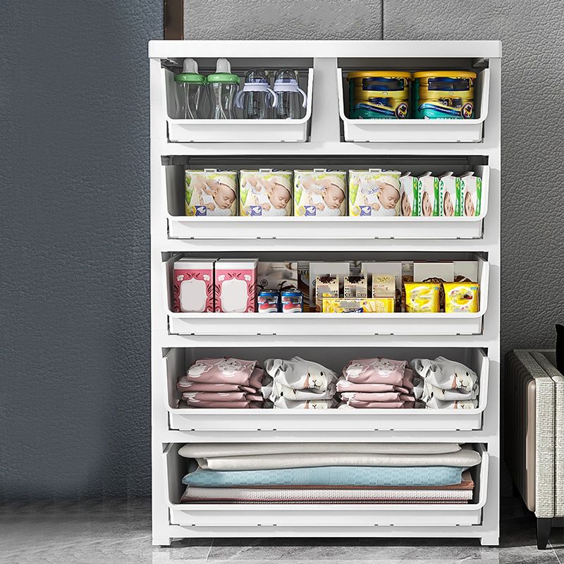 Modern Style Non-Hanging Armoire Plastic Home Storage Cabinet with Drawers