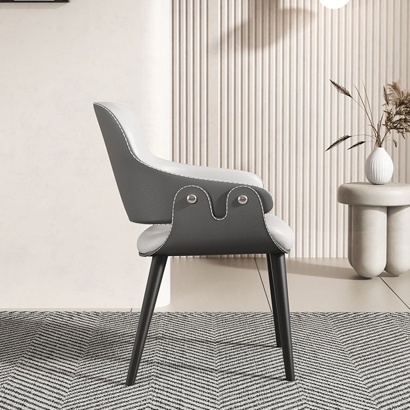 Contemporary Style Dining Chair Arm Dining Chair with Metal Legs for Kitchen