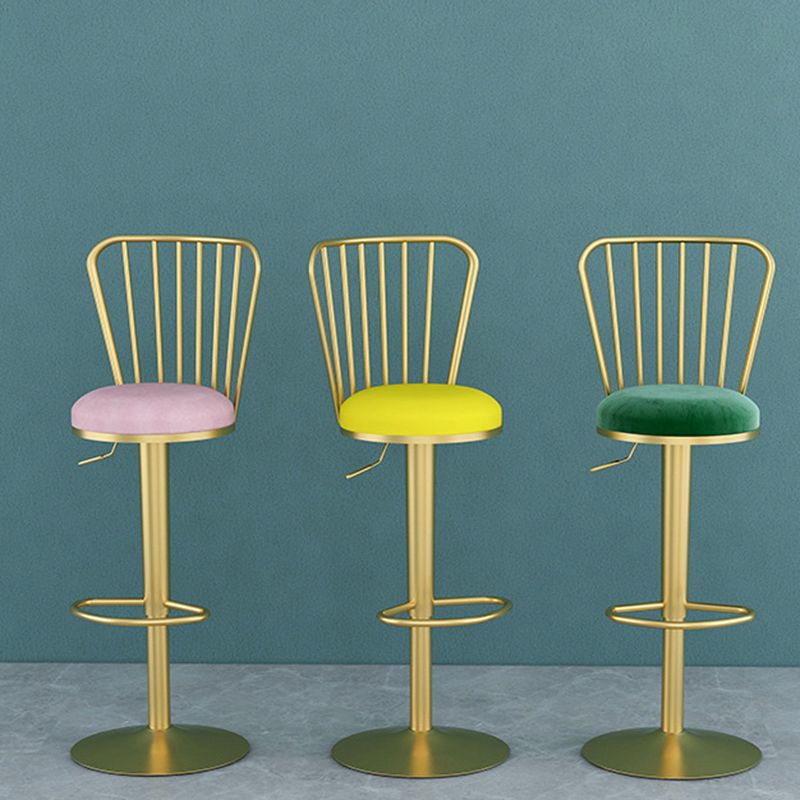 Glam Liftable Backrest Counter Stool Iron Cafe Bar Stool with Cushion and Pedal
