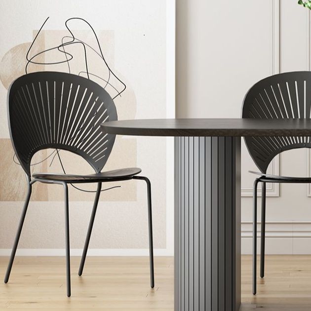 Minimalist Black Kitchen Dining Table Solid Wood Oval Shape Dining Table with Double Pedestal Bases