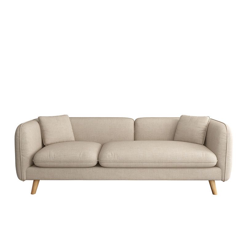 Scandinavian Linen Sofa with Tight Back and Tuxedo Arm for Apartment