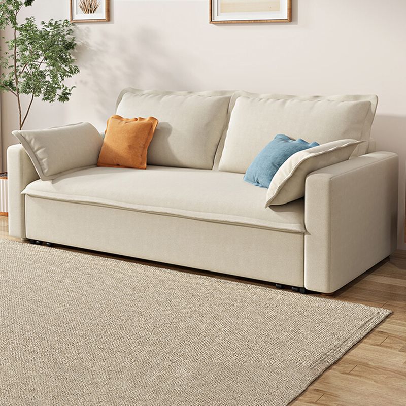 Beige Modern Loose Back Sofa Bed Standard Square Arm Sofa Bed