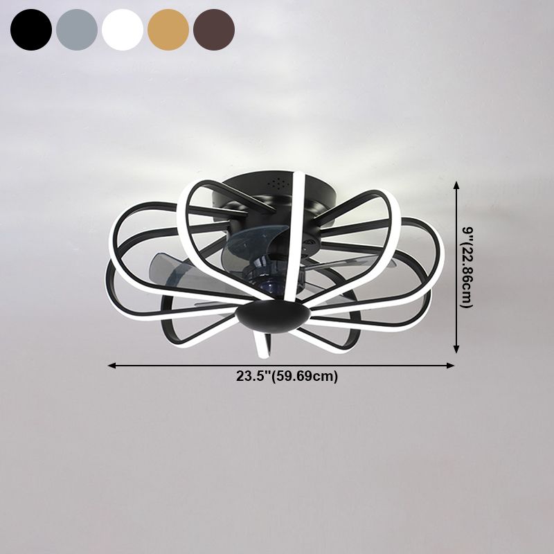 Metall Lineare Lüfterbeleuchtung minimalistische künstlerische Schlafzimmer LED Semi Flush Deckenleuchte