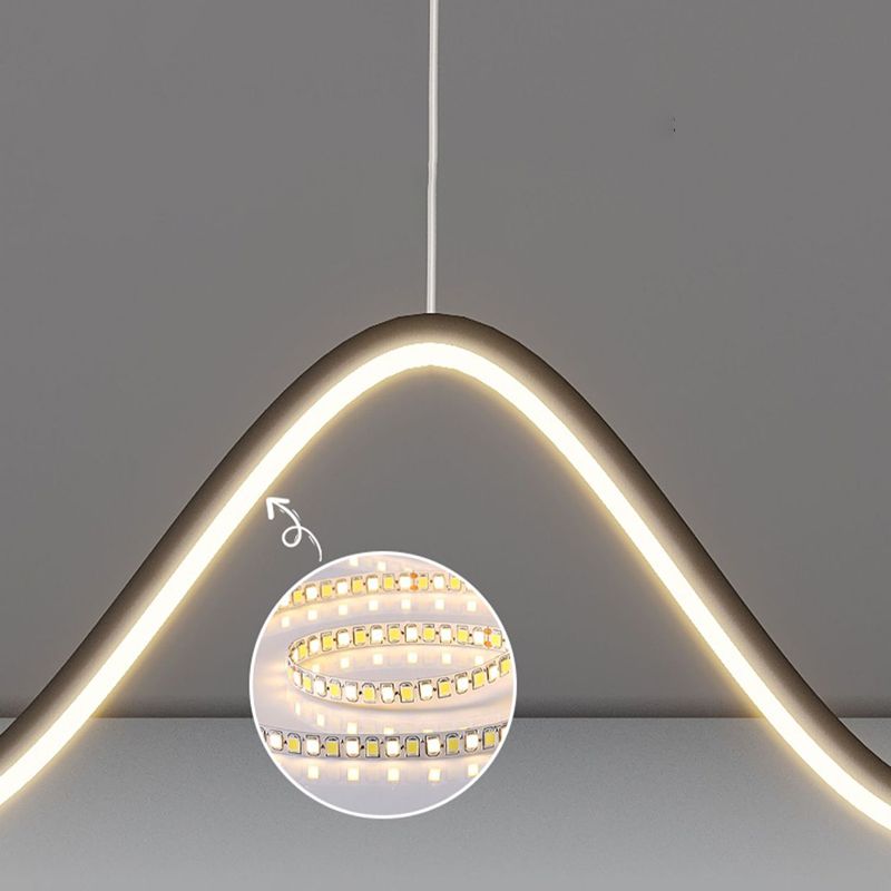 Linear Shape Chandelier Lighting Modern Style Metal 2 Lights Island Lamp in Black/White