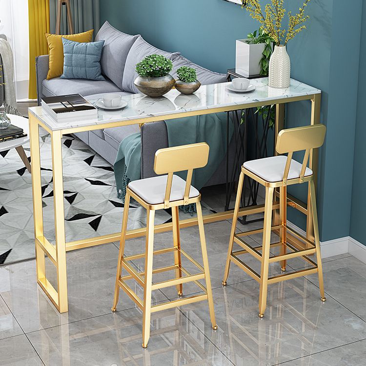 Glam Style 1/2/3 Pieces Bar Table Set Rectangle Bar Table with High Stools for Kitchen