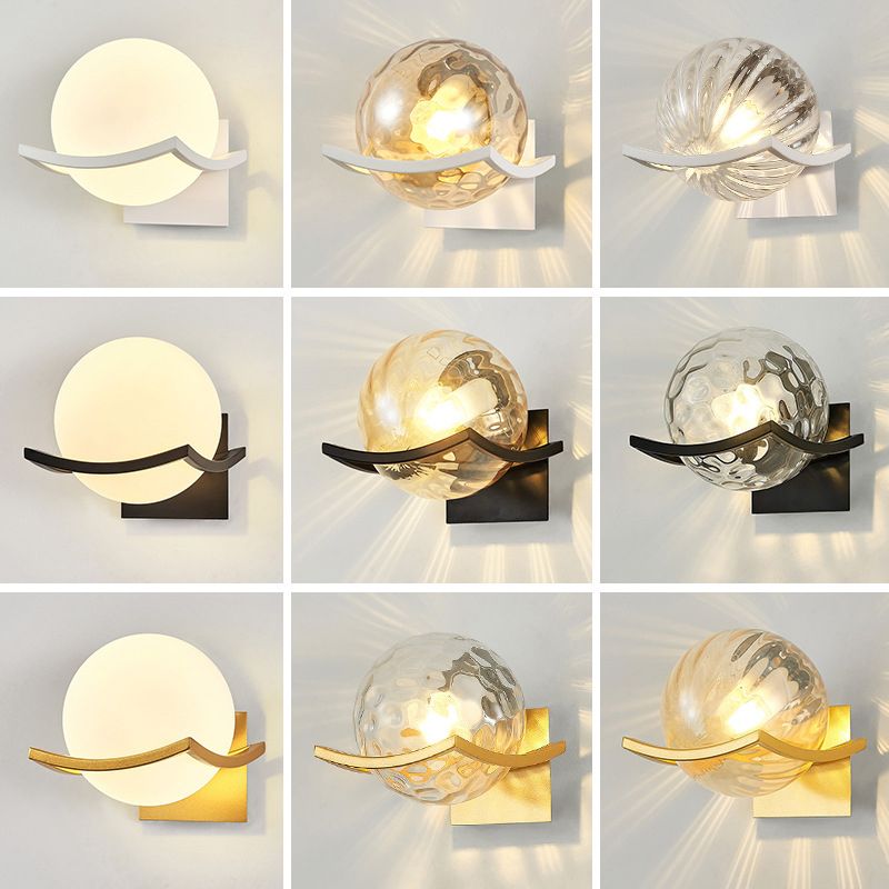 Modern Minimalist Style Ball Wall Light Fixtures Glass 1 Light Wall Lamps for Living Room