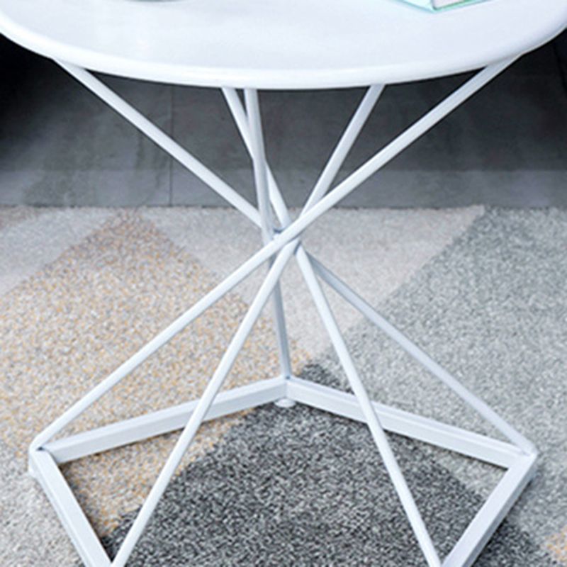 Mid-Century 19.6" Tall Round Top Side Table Metal Frame End Table